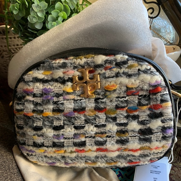 Authentic TORY BURCH Leather/Colorfull tweed top zip Crosby - Picture 7 of 16